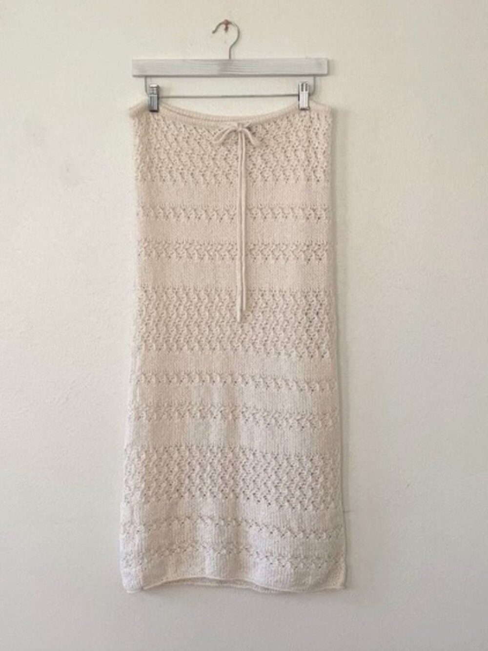 Wild Fable Crochet Lace Midi-Maxi Skirt Swim Cover Cream
